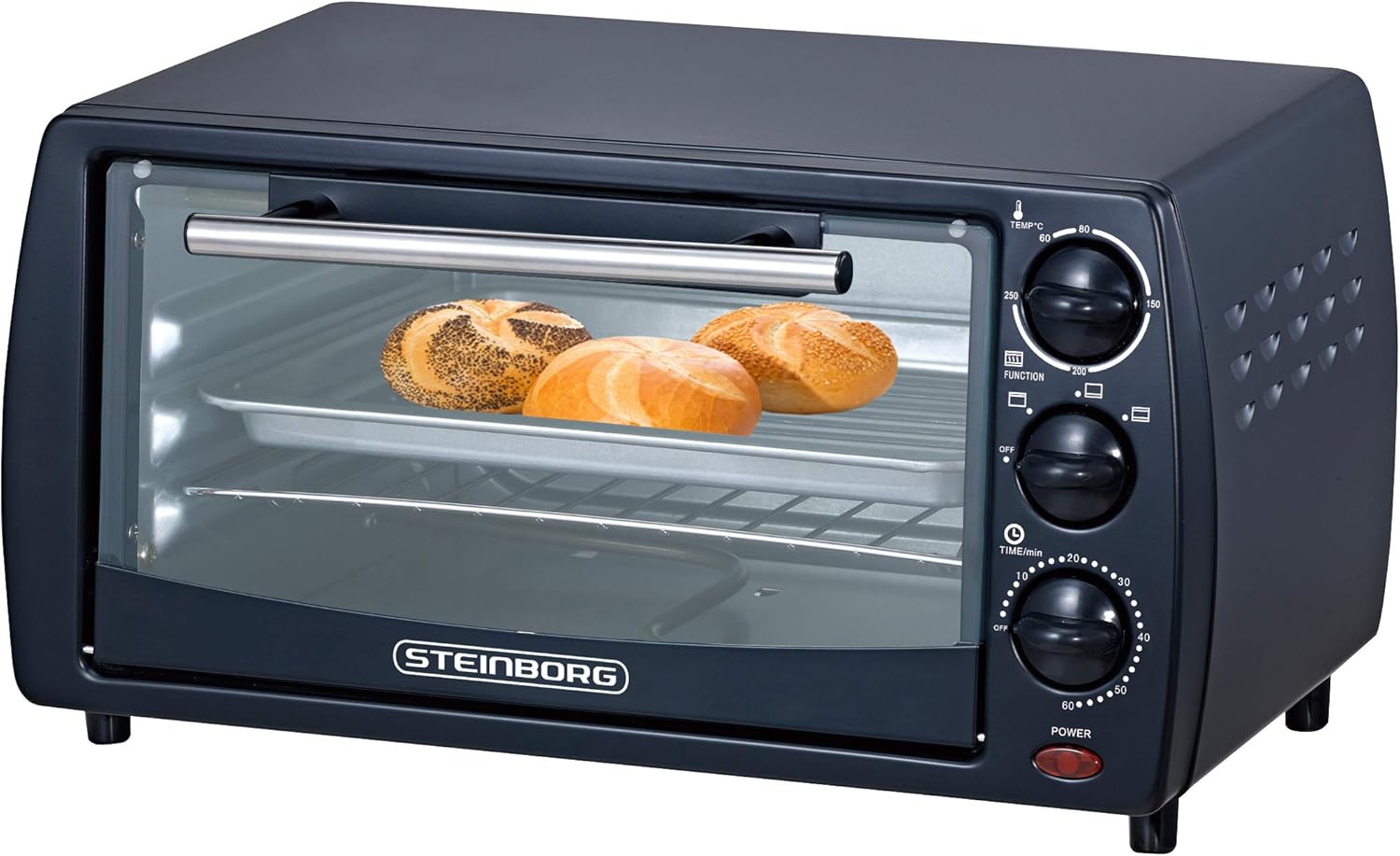 Mini Backofen 13 Liter | Pizzaofen | Timer | herhausnehmbares Krümelblech | Minibackofen | Backofen | Kleiner Backofen | 1200 Watt