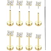 YADOCA Threadless Flat Back Earrings Gold Nose Rings Studs for Women Men Hypoallergenic Surgical Steel Cartilage Tragus Medusa Conch Helix Piercing Jewelry 20G 18G 16G Flatback Stud Earrings