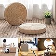 SeaISee Woven Straw Mats Round Futon Mats Tatami Garden Restaurant Home Decoration for Rattan Meditation and Meditation(40cm x 6cm)