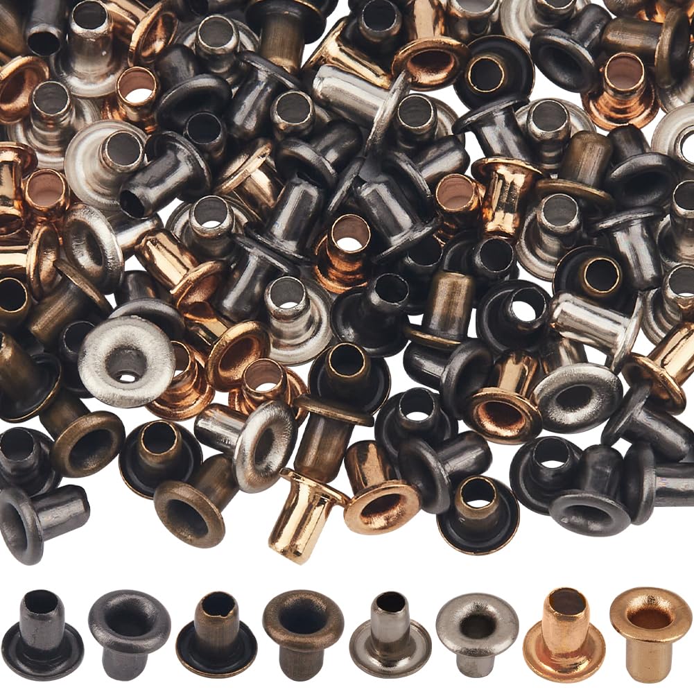 GORGECRAFT 1 Box 400Pcs 4 Colors Super Tiny Eyelet Grommets 2.5mm Hole Brass Metal Quicklet Grommets Self Backing Eyelets for BJD Doll Clothes Shoes Bead Cords Shoes Clothes DIY Sewing Crafts