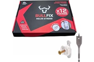Bullfix Universal Drywall Fixings - Holds up to 255lbs, Heavy Duty Wall Anchors for Drywall for Stud & Hollow Cavity with 13/16" Drill Bit - 12 Pack