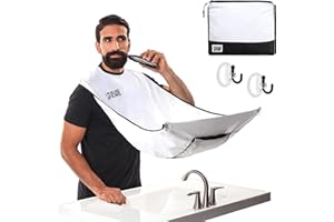 Beard King Beard Bib Apron - Shaving Set for Dad - As Seen on Shark Tank - Men's Hair Catcher for Shaving - Grooming Accessories - Packing Pouch, White