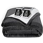 Westinghouse Heated Blanket King Size, Soft Flannel to Sherpa Electric Blanket with 10 Heating Levels, 1-12 Hours Auto Shut Off, Fast Heating, Machine Washable, 100x90 Inch, Charcoal