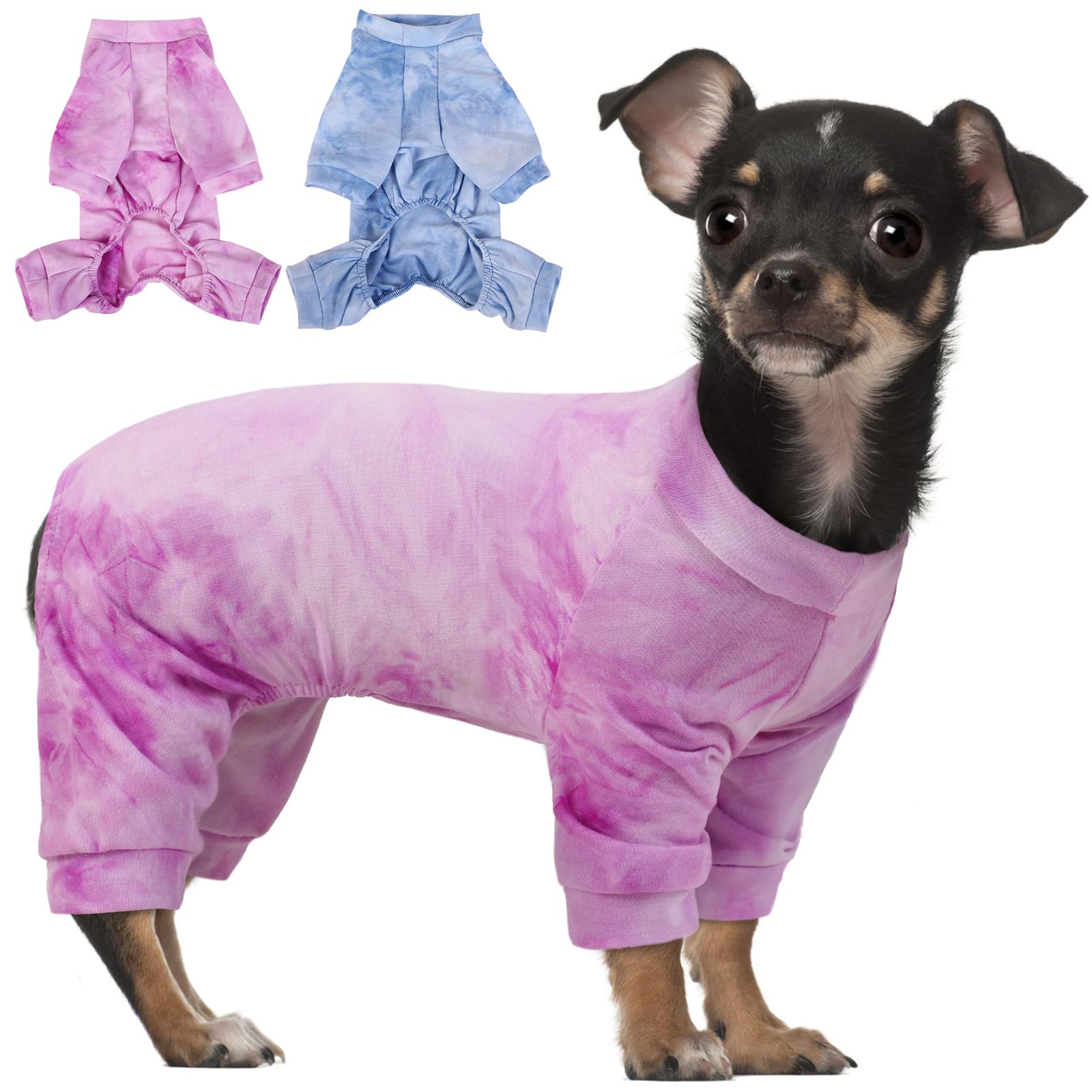 Hjumarayan Dog Onesie - Stretchy Pyjamas with Legs, Post Op Recovery Suit Male, Dog Body Suit after Surgery, Baby Grow for Chihuahua, Toy Poodle (Purple XS)