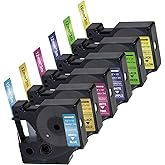Lonitul 6 Pack Compatible with DYMO D1 COLORPOP! Label Tape Replacement for Dymo D1 Label Tape 12mm 0.47(Blue/Pink/Purple/Gold/Green/Yellow Glitter)for Dymo LabelManager 160 420P 280 360D PnP,Laminate