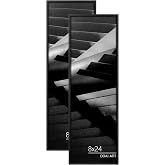 DOAI ART 8x24 Picture Frame Black 2 Pack, Poster Frames 8 x 24 inches | 8x24 Frame with HD Plexiglass for Horizontal or Vertical Wall Mounting, Durable Scratch-proof Safe and Artistic