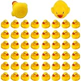 SAVITA 50pcs Rubber Ducky Bath Toy for Kids, Float and Squeak Mini Small Yellow Ducks Bathtub Toys for Shower/Birthday/Party 