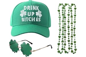 TPXIHAD St Patricks Day Hat for Men Women 5PCS Baseball Cap Trucker Hat Shamrock Necklace Glasses St Patty's Day Accessories