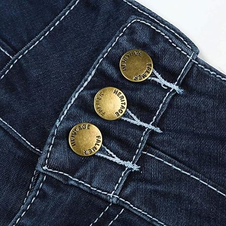 Jean bouton décalé Clearance