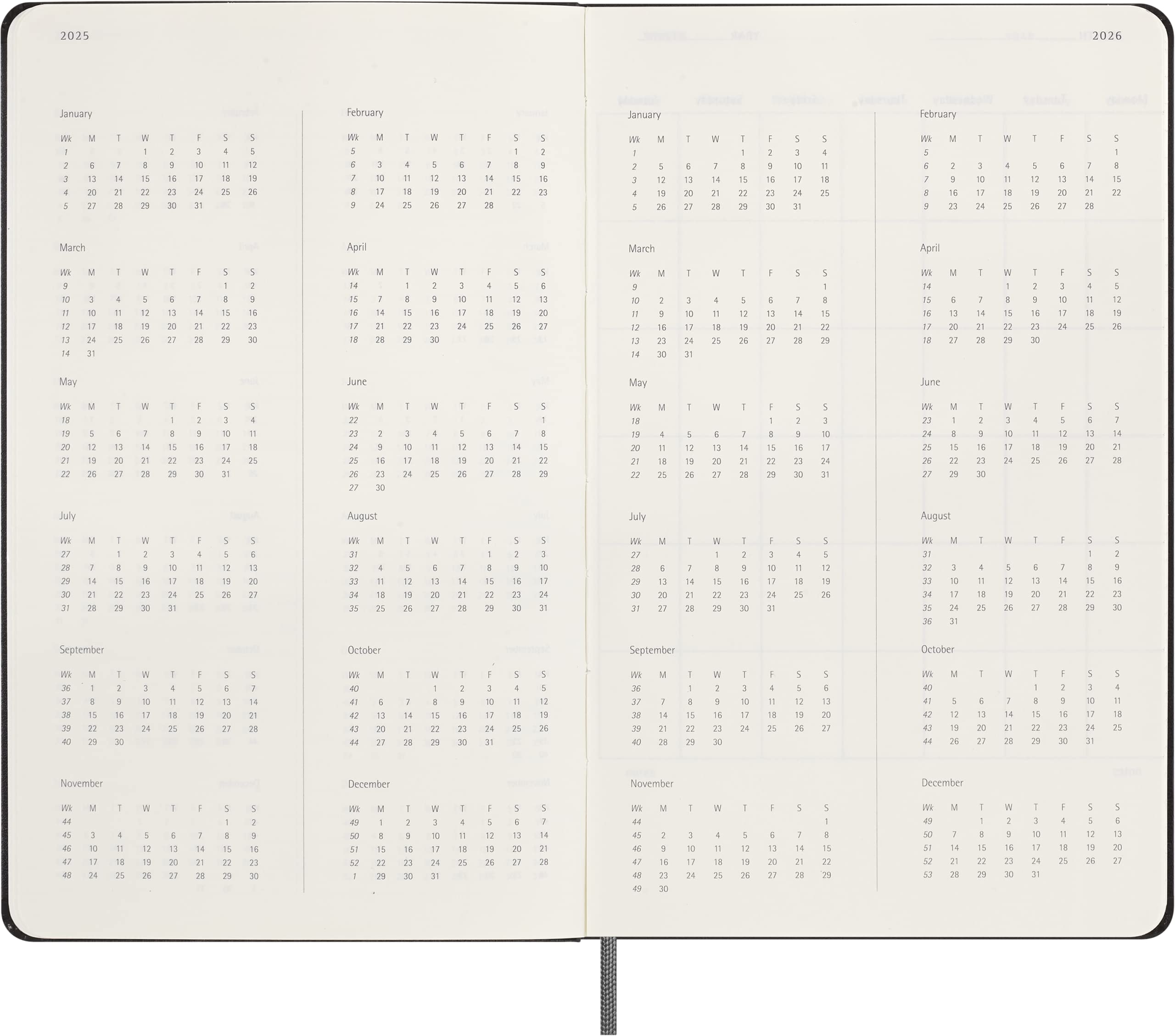 Moleskine Classic 12 Month Undated Weekly Planner, Hard Cover, Large (5