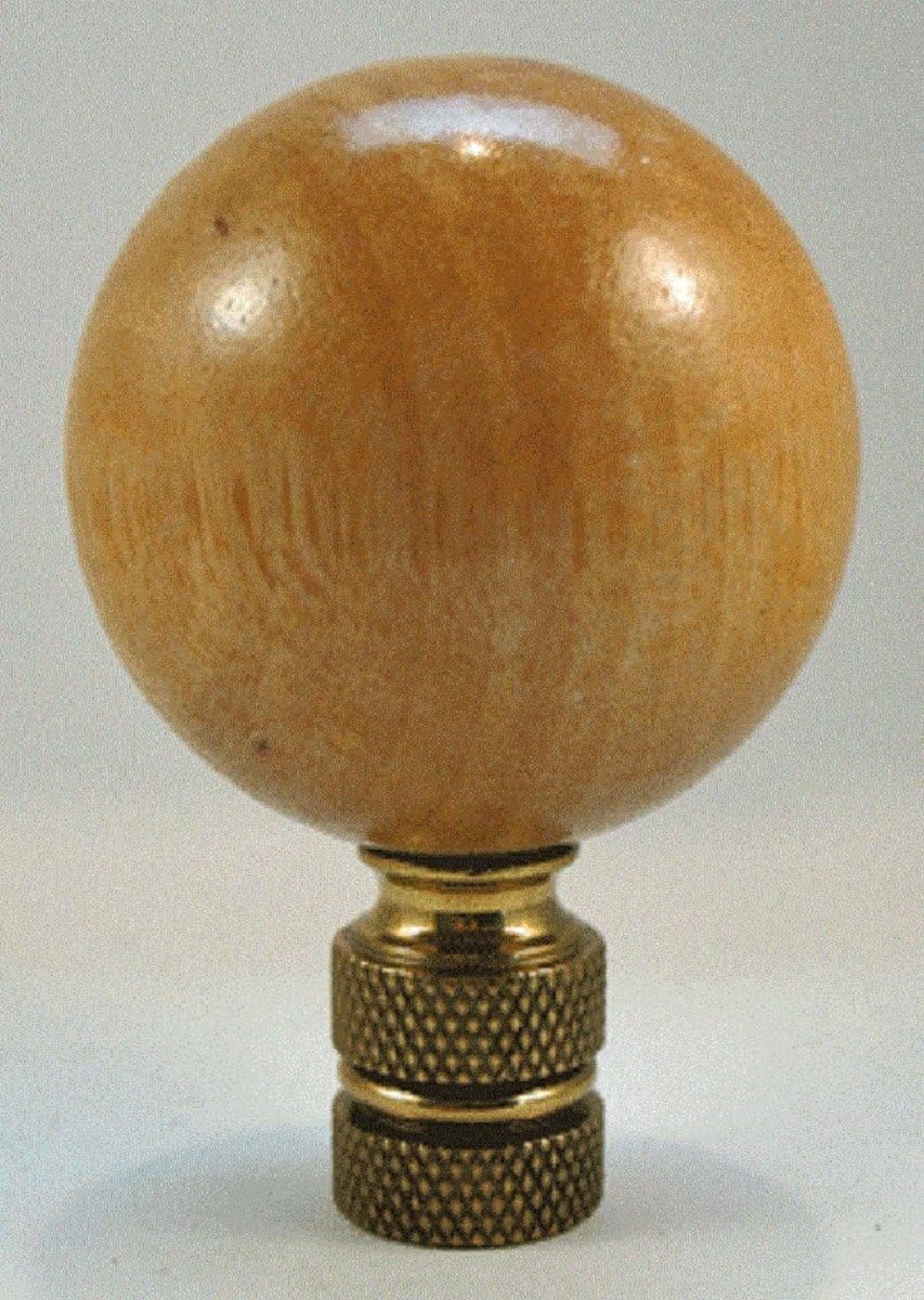 Natural Wooden Ball Lamp Finial Light Waxed Finish 2 Inches High, 1