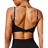 QUOJIZY Sports Bras for Women Open Back Workout Tops for Women Yoga Bra Spaghetti Straps Twist Back