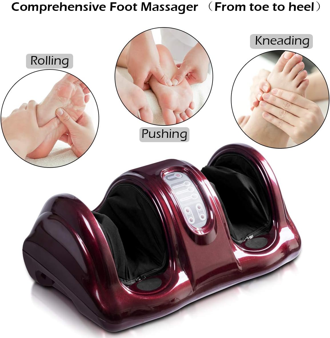 Giantex Foot Massager Machine Massage for Feet, Chronic Nerve Pain Therapy Spa Gift Deep Kneading Rolling Massage for Leg Calf Ankle, Electric Shiatsu Foot Massager w/ Remote, Burgundy: Health & Personal Care