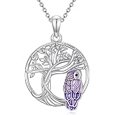 Cargari 925 Sterling Silver Tree of Life Pendant Necklace Hummingbirds/Owl Necklace for Women Animal Jewelry