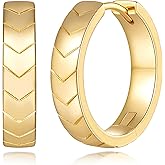 Kvvkii Gold Hoop Earrings 14K Gold Earrings for Women Hoop Earring for Women Hoops Simple yet Distinctive Carved Texture Hoops Earring for Womens 20mm
