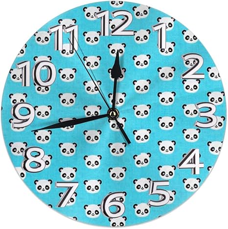 Amazon 掛け時計 壁掛け時計 かわいいパンダアイコン おしゃれ 耐久性 連続秒針 静音フレームレス 二重使用 書斎 部屋の装飾 ホーム キッチン 直径約25cm 置き時計 掛け時計 オンライン通販