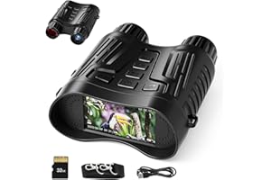 BESTFIRE Night Vision Goggles - Digital Infrared Binoculars for Adults 4K Hunting Nightvision Telescope with 7-Brightness Level, 3.2'' HD Screen Tactical Gear Rechargeable IR NVG 32GB Memory Card-Black