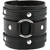HZMAN Wide Cuff Wrap Gothic Wristband Punk Rock Biker Wide Strap Leather Bracelet