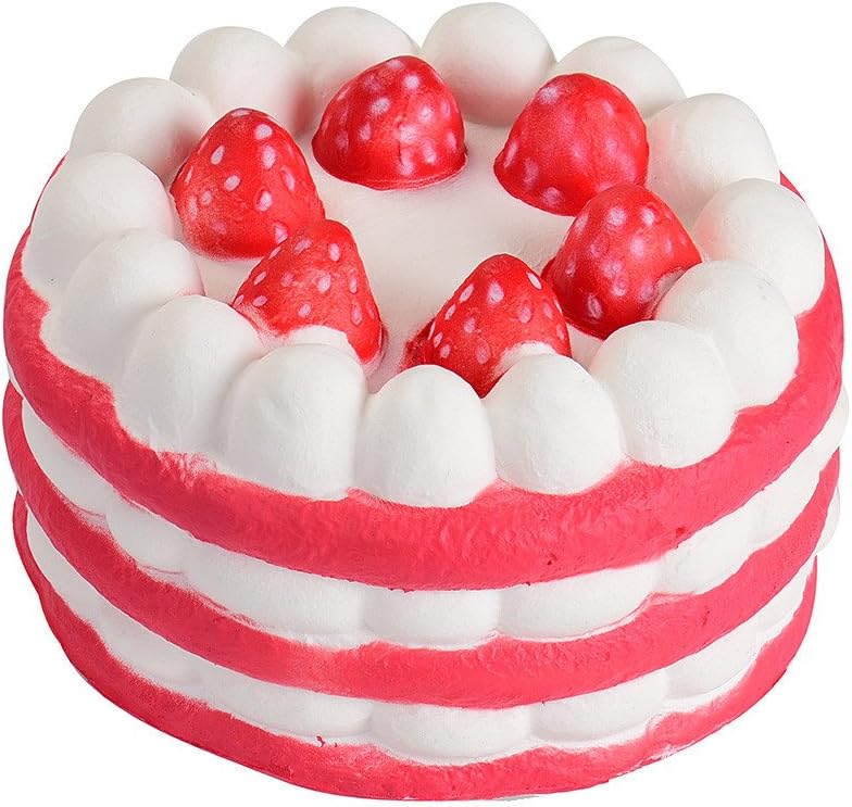 Cyswi Hand Toy for Stress Relief Jumbo Red Strawberry Cake Squeeze Healing Gift Slow Rising Kids Toys Soft Animal Squishy Pressure Reliever Ball (Strawberry Cake)