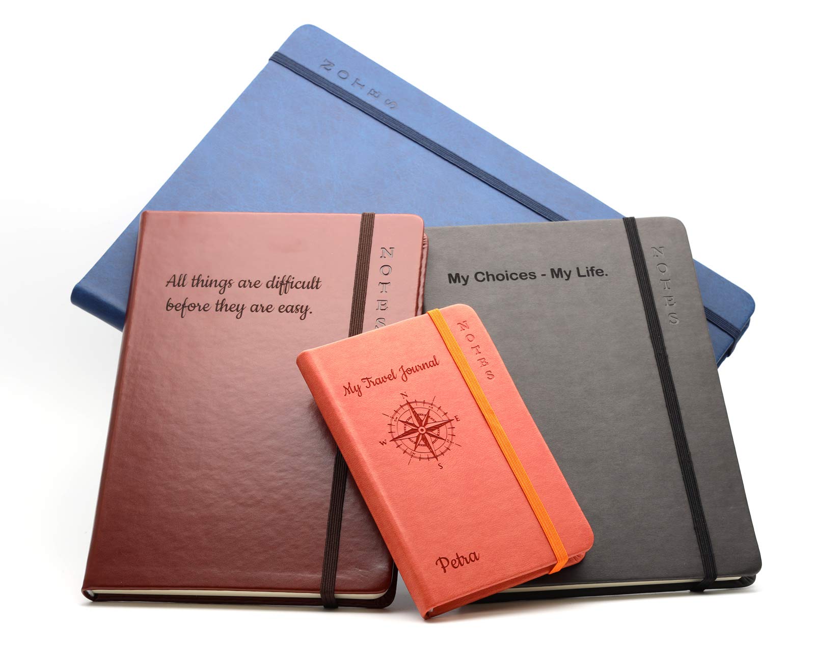 Sponsored Ad – Personalised Custom Premium Hardcover Notebook | Design A Truly Unique Journal | Laser Engraved Gift Idea - A6, blue