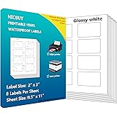 Nicbuy 120 Labels 3x2 inch Bottle Labels Printable Glossy White Waterproof Vinyl Sticker Label for Inkjet or Laser Printer