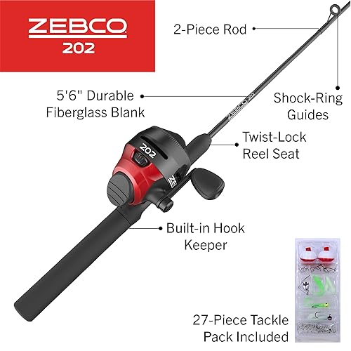 Zebco 202 Spincast Reel and Fishing Rod Combo, 5-Foot 6-Inch