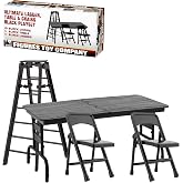 ULTIMATE Ladder, Table &amp; Chairs Black Playset For Wrestling Action Figures | Create Tables, Ladders &amp; Chairs Matches with a Breakable Table, Ladder and 2 Folding Chairs