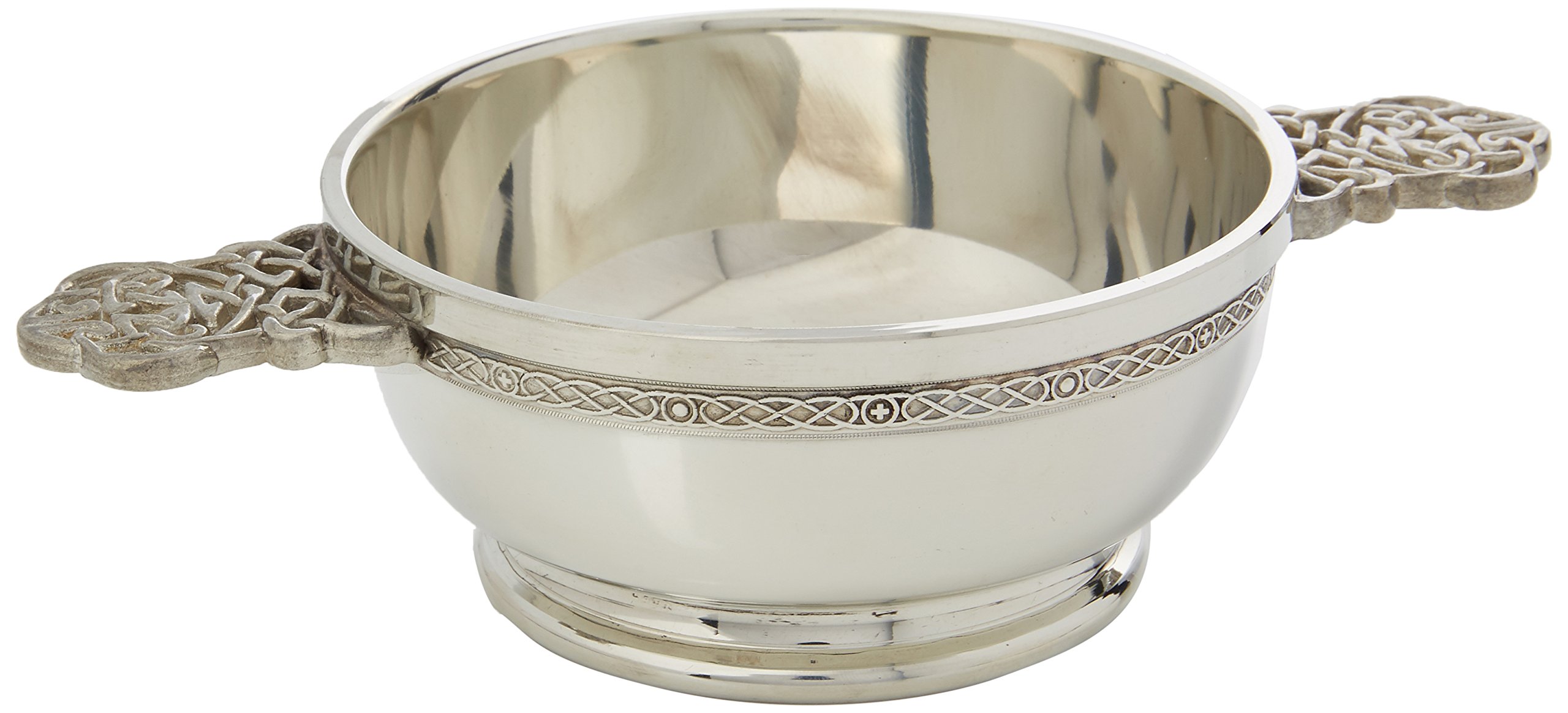 Edwin Blyde & Co Quaich with Ornate Wire and Celtic Knot handles, 4 inch, Pewter, 18 x 12 x 6 cm