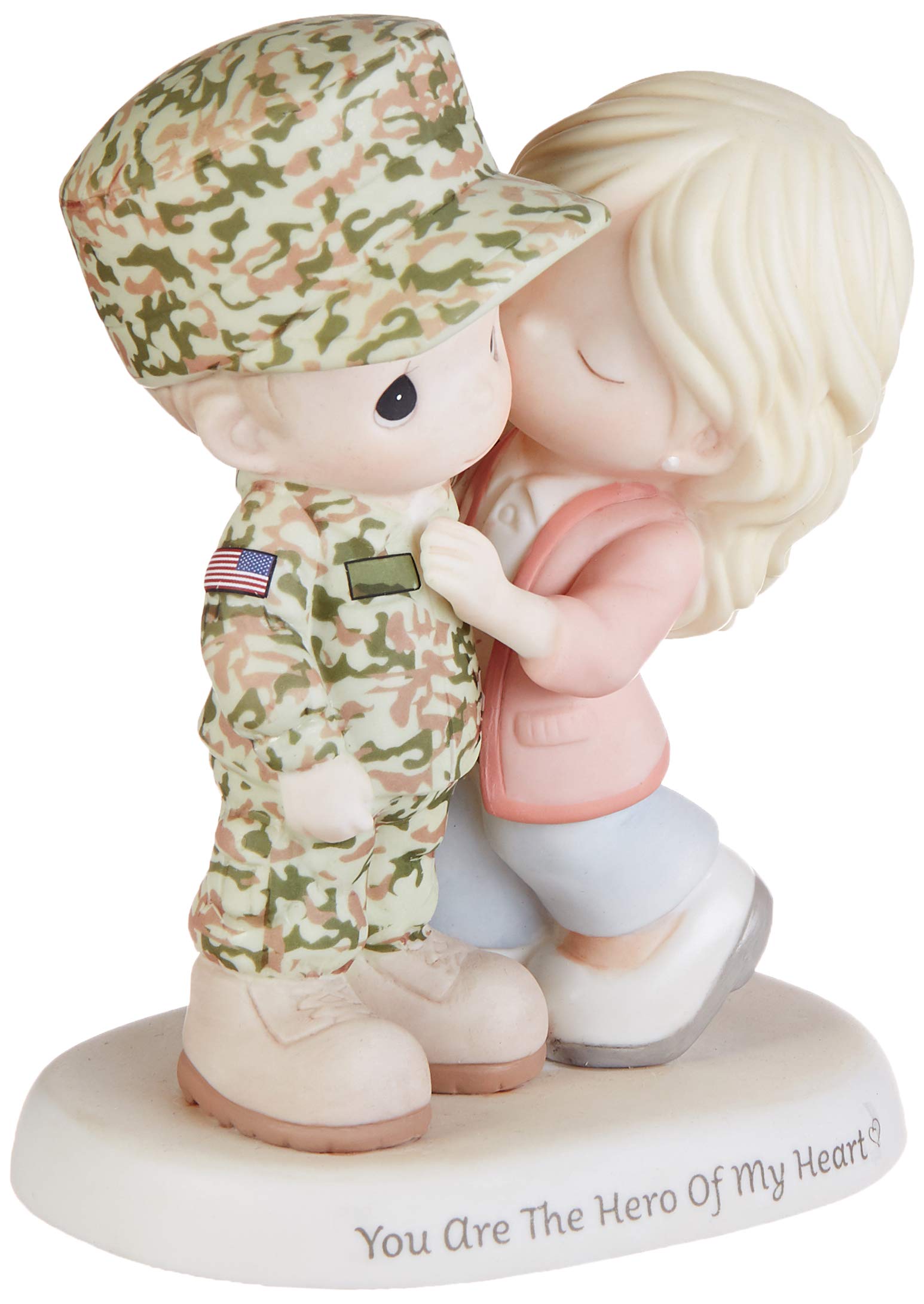 Precious Moments 193010 You are The Hero of My Heart Service Couple Bisque Porcelain FIGURINE, One Size, Multicolor