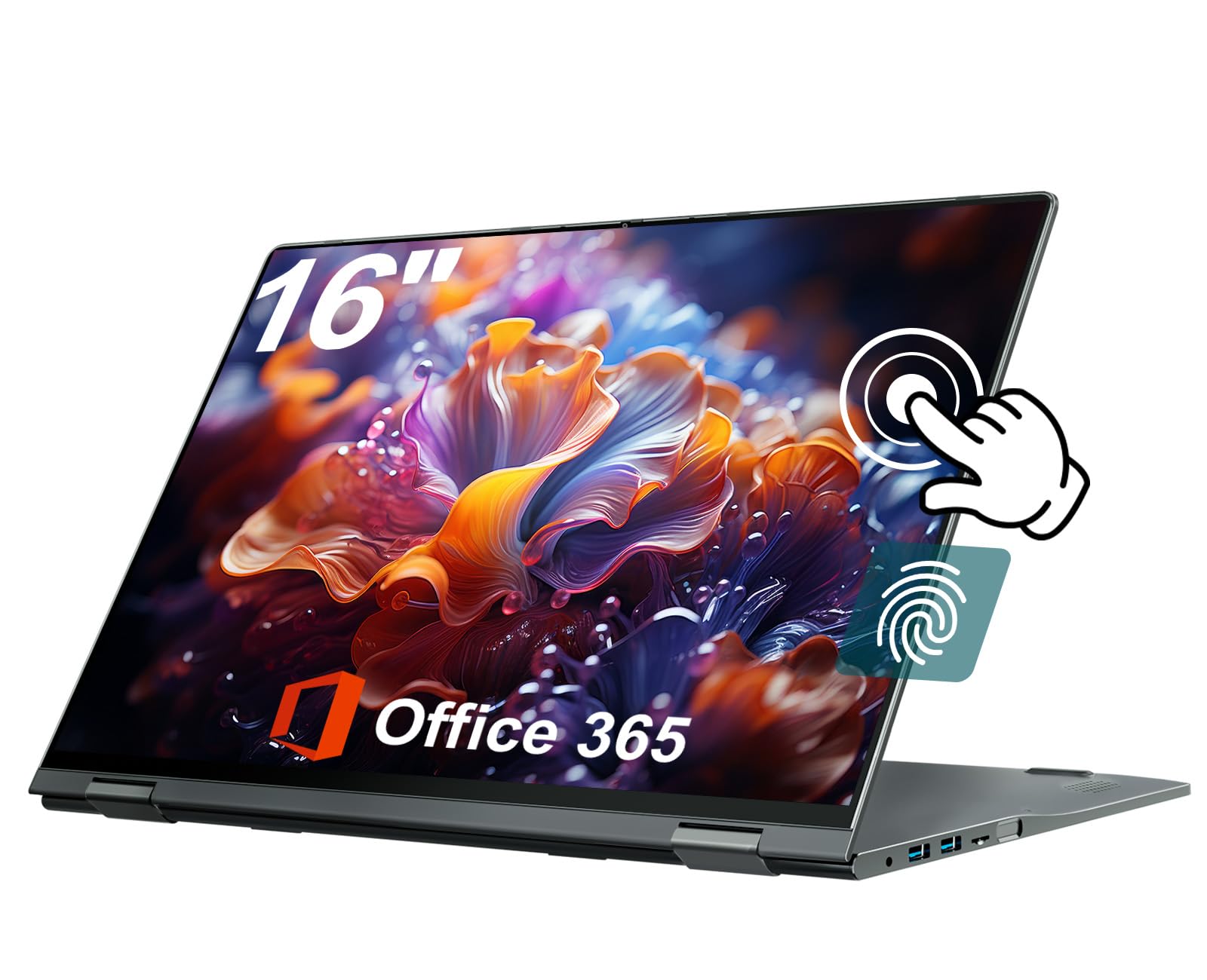 Photo 1 of jumper 2 in 1 Laptop, 16 inch Convertible Laptop Computer with IPS FHD 360 Degree Touchscreen, 640GB Storage, 16GB RAM, Fingerprint Reader, Backlit Keyboard, WiFi 6
