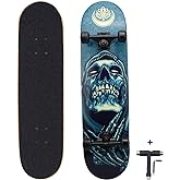 Dreambeauty 31 inch Pro Skateboard Complete,7 Layer Maple Wood Double Kick Concave Skateboards, Tricks Skateboards for Teens, Beginners, Girls, Boys, Kids, Adults (Pray)