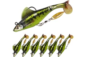 FONMANG 2.5/3.5In Swim Baits for Bass Fishing, Pre-Rigged Jig Heads Soft Plastic Walleye Fishing Lures, Paddle Tail Swimbaits for Bass Fishing, Fishing Bait for Freshwater Saltwater Gifts