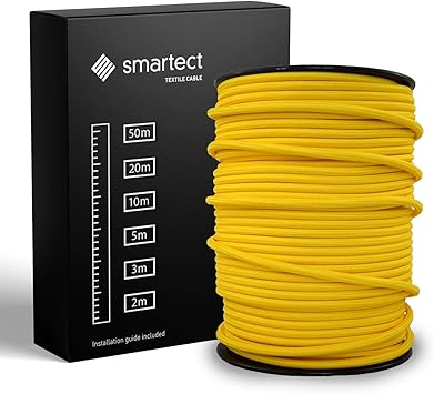 smartect cable para lamparas de tela en color amarillo cable textil trenzado de 1 metro 3 hilos 3 x 0 75 mm cable de luz con revestimiento