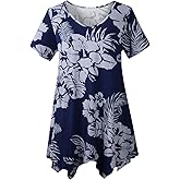 LARACE Plus Size Tops for Womens Summer Clothes Short Sleeve Shirts Casual V Neck Tunic Asymmetrical Blouses