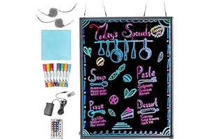 Alpine Industries LED Illuminated Hanging Message Writing Board (32" x 40") Great For Restaurants, Cafeterias, Schools and Stores, Flashing LED and Florescent Colors