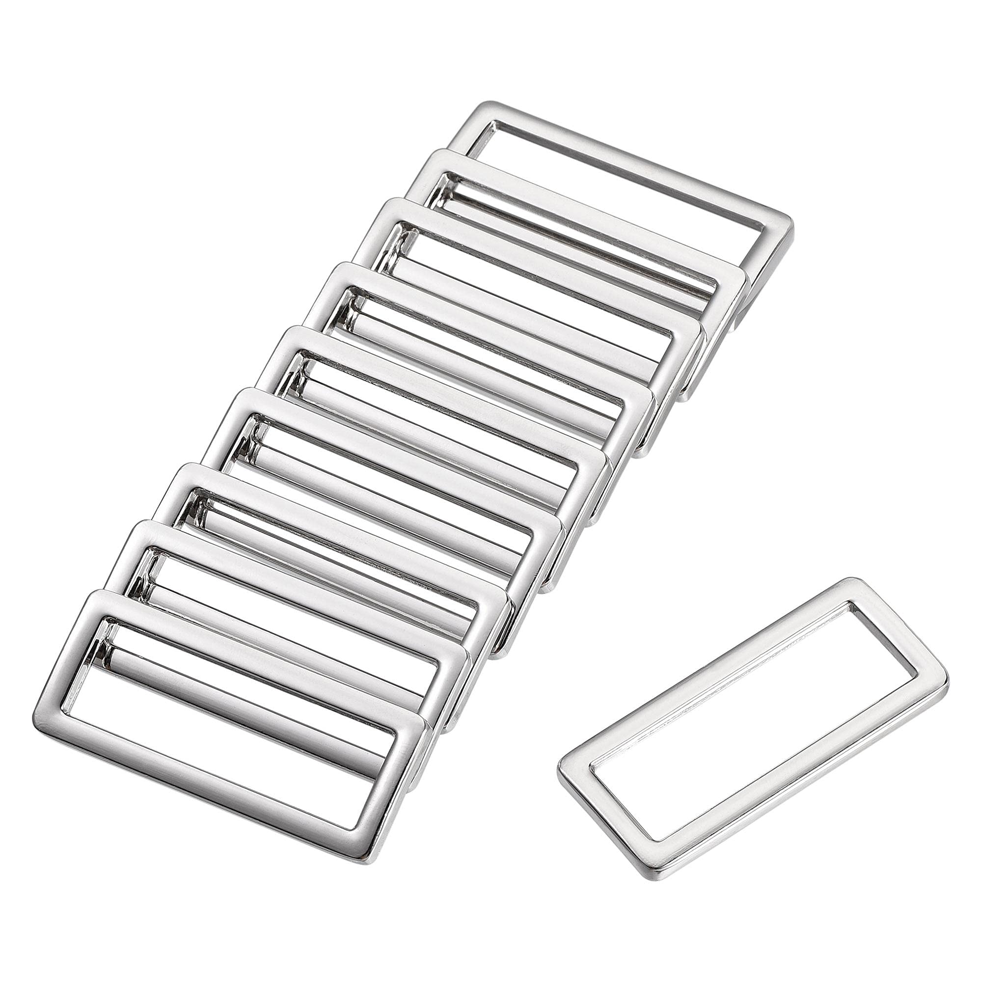 sourcing map Metal Rectangle Ring Buckles 39x12.5mm for Bags Belts DIY Silver Tone 20pcs