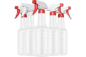 Veco Spray Bottle (5 Pack,16 Oz) with Measurements and Adjustable Nozzle(Mist & Stream Mode), HDPE Plastic Spray Bottles for 