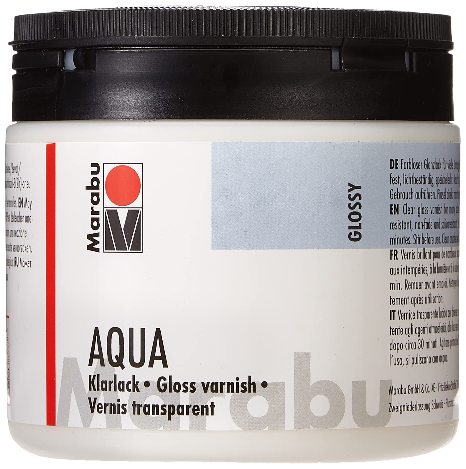 Marabu 113575000 Aqua Clear Varnish, Various Sizes, Transparent, 500 ml