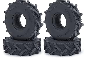 RC HUB RCHUBAM 4PCS 1.0" Micro Crawler Tires Rubber Mud Tires for 1/18 TRX4M 1/24 Axial SCX24 90081 AXI00001 AXI00002 AXI00005 AXI00006 RC Crawler Car (62mm)