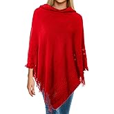 Skicuff Women Hooded Cape Ponchos Sweater Solid Knit Versatile Lightweight Shawl Wrap Scarf Cape Poncho Accessories
