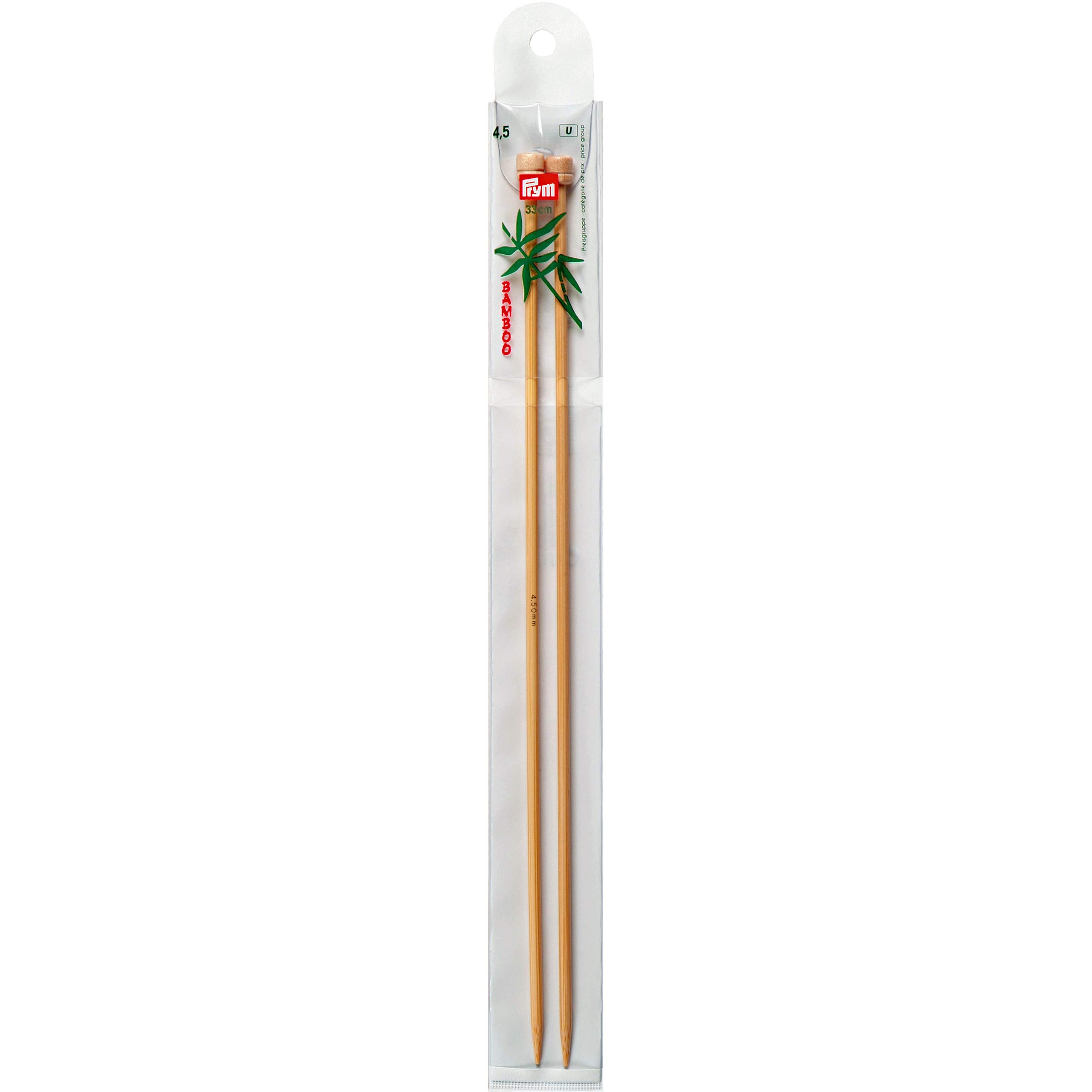 Prym 33 cm x 4.50 mm Single Pointed Knitting Pins, Bamboo,Beige