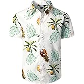 JOGAL Boy's Hawaiian Shirt Short Sleeve Floral Button Down Beach Shirt