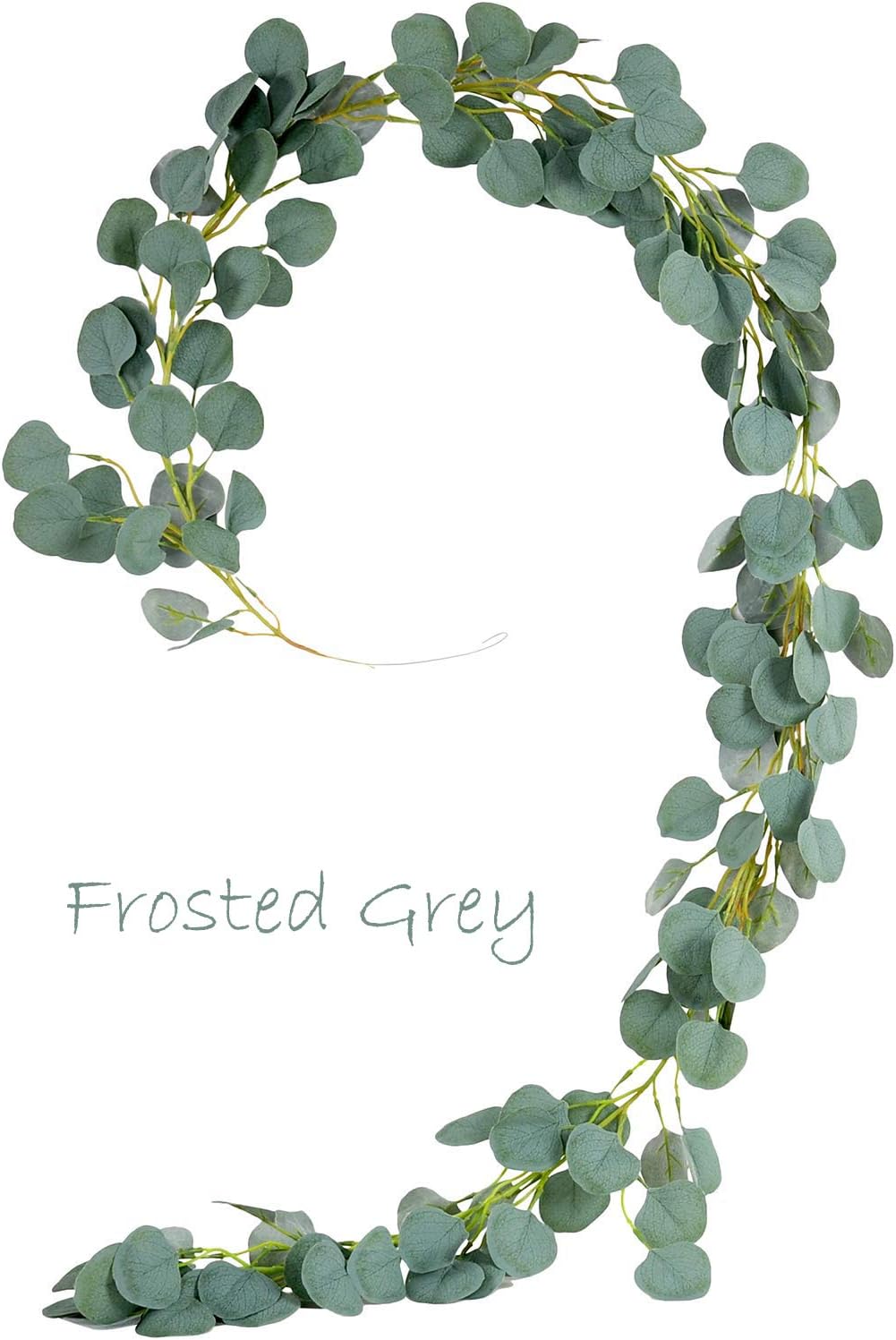 iBUY BEST Eucalyptus Garland Artificial Greenery Faux Eucalyptus Fake Plant Leaves Vines Hanging for Wedding Party Home Wall Decor (6 Ft Frosted Grey Green)