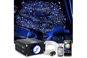 WEBUPAR Car Starlight Headliner Kit, Twinkle & Sound Activate RGBW 16W Fiber Optic Lights with Bluetooth APP & Remote Control, 450 pcs*0.03in*9.8ft, Star Lights for Car Decor