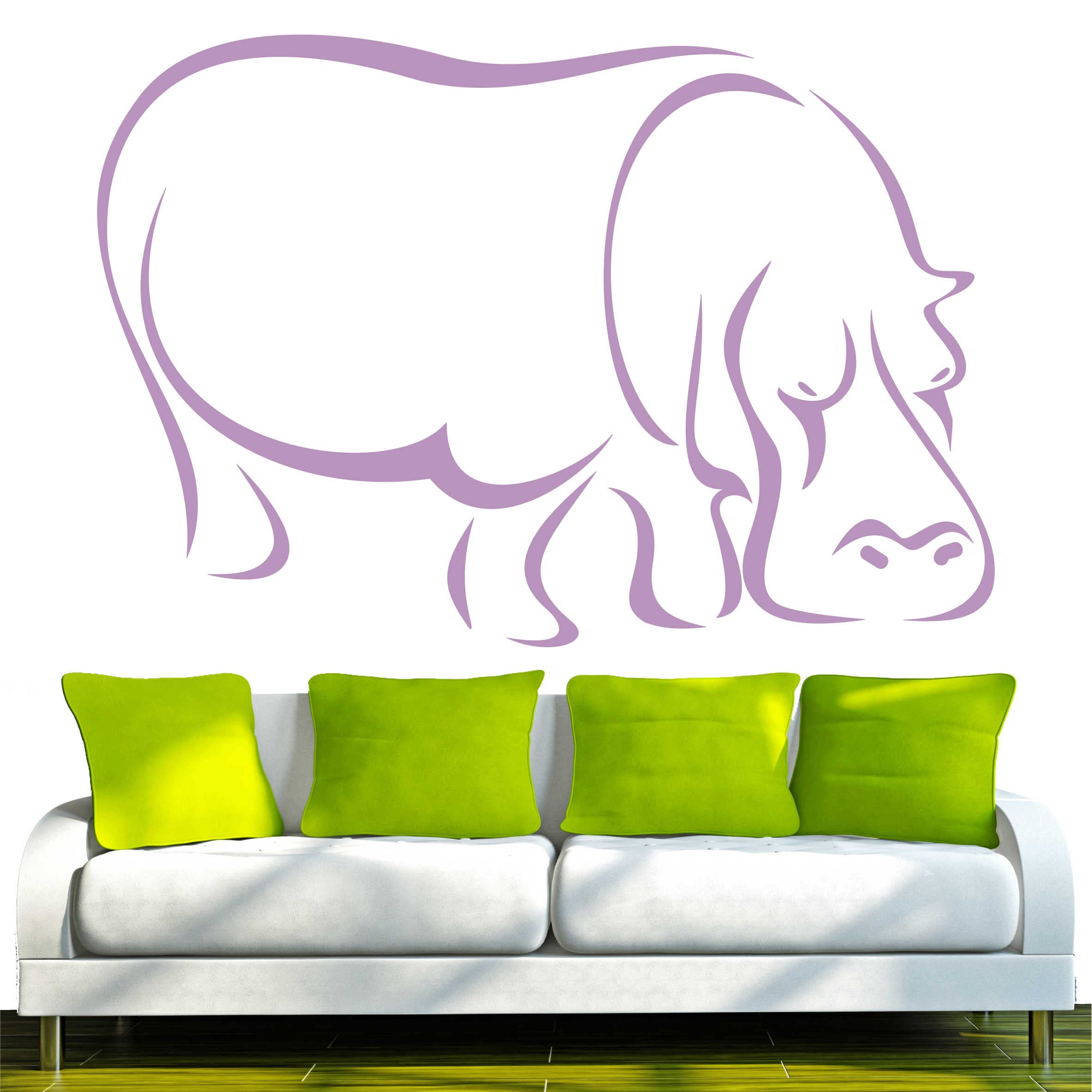 Indigos 4051095832423 Vinyl Wall Sticker Home Graphic Decal Gift Decor Kids Room Novelty Wall Sticker D274 African Hippopotamus Large Tribal, Lilac, 160 x 43 x 1 cm