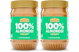 Crazy Richard's 100% All-Natural Creamy Dry Roasted Almond Butter with No Added Sugar and Non-GMO (16 Ounce, Pack of 2)