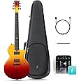 Enya Electric Guitar Nova Go Sonic Smart Electric Carbon Fiber Guitarra with 10W Wireless Speaker, Onboard Presets, All-in-One Portable Rig for Street Performers & Home Studios, Volcano Red