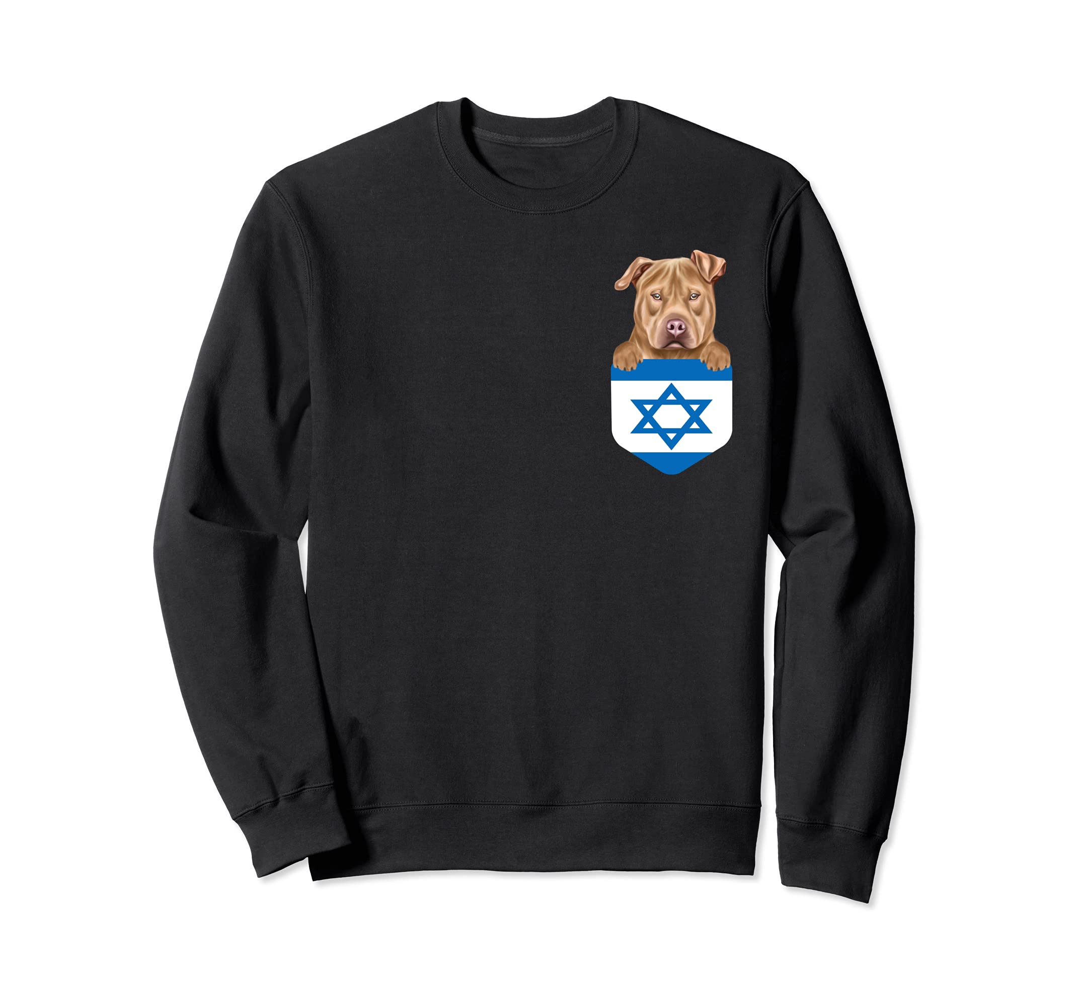 Israel Flag Usa Staffordshire Terrier Dog In Pocket Sweatshirt