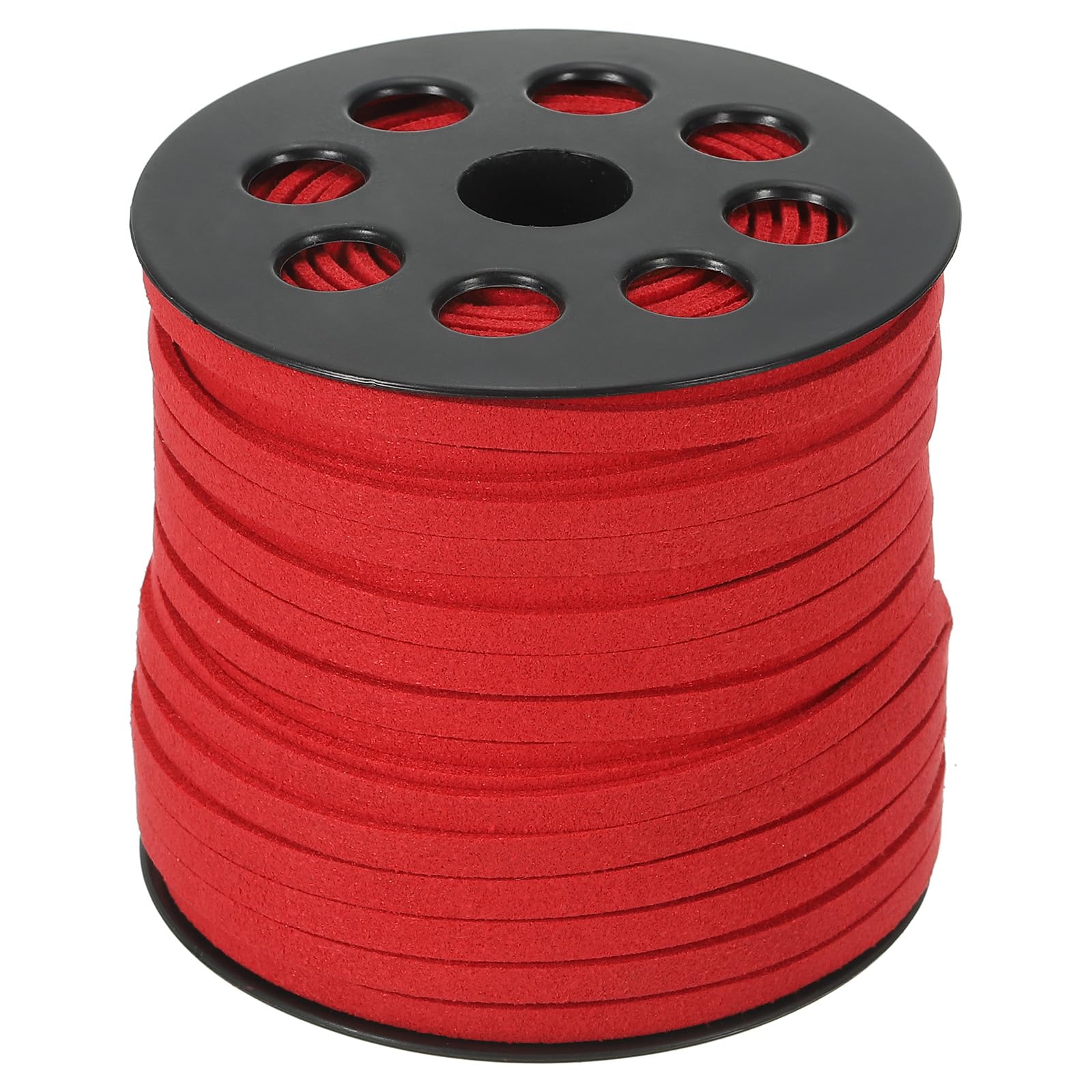 PATIKIL Suede Leather Cord 5 mm 50 Yard, Faux Suede Cord Flat Leather String with Roll Spool for Necklace Bracelet Beading Jewelry Making, Red