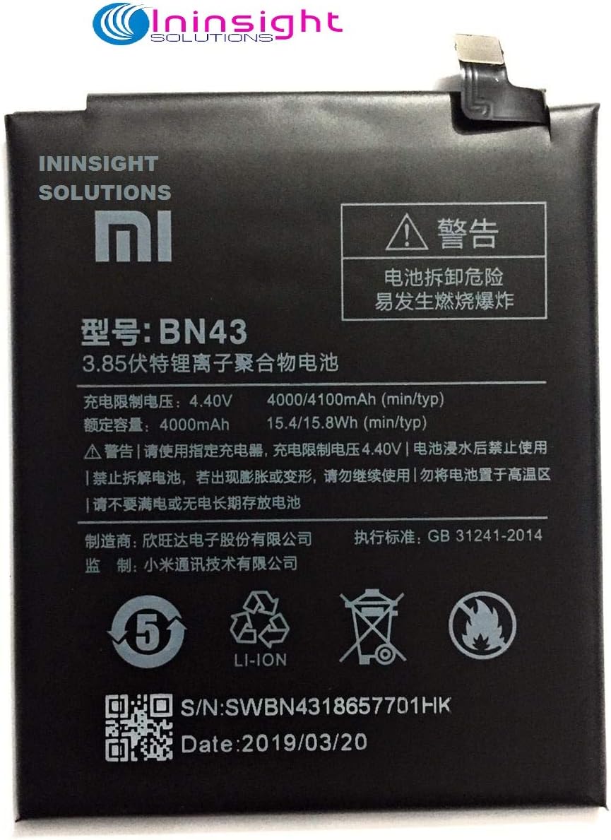 Ininsight SolutionsBN43 Battery for Xiaomi Redmi Note 4/4 x 2017 (4000-4100 mAh) with Warranty
